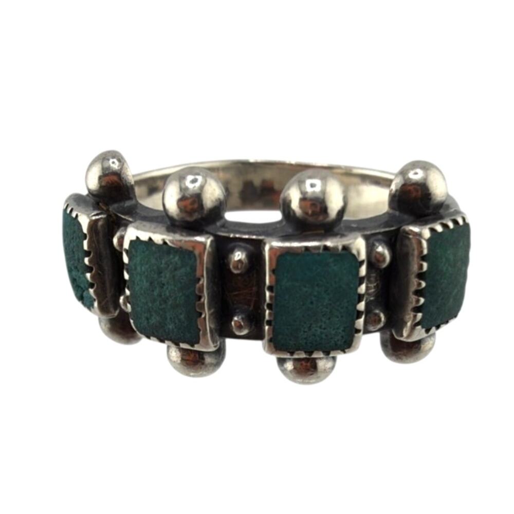 Vintage Zuni Southwestern Sterling Silver Turquoise Ring 5.5
